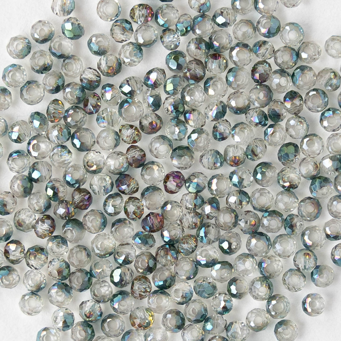 2mm Firepolished Rondelle Beads - Crystal Green AB - 15 inch strand ~200 beads