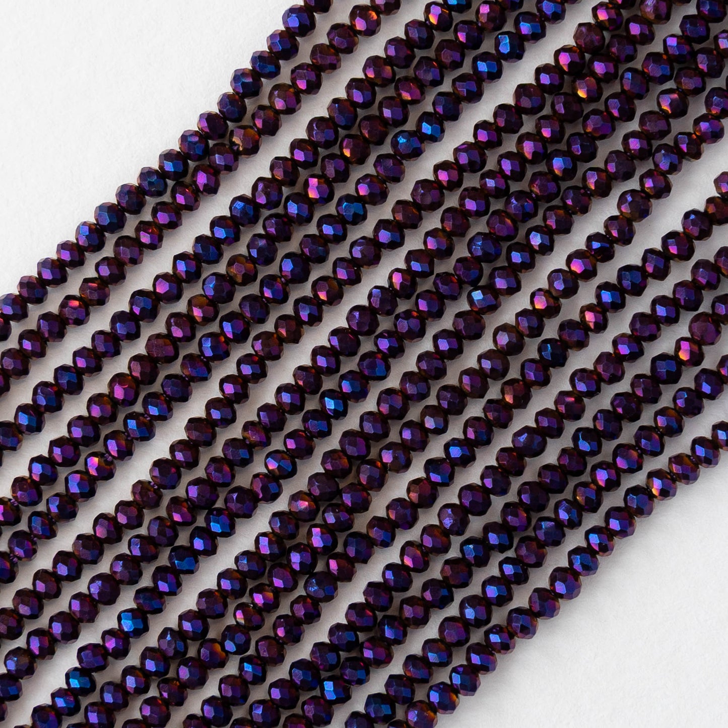 2mm Firepolished Rondelle Beads - Purple Iris - 15 inch strand ~200 beads