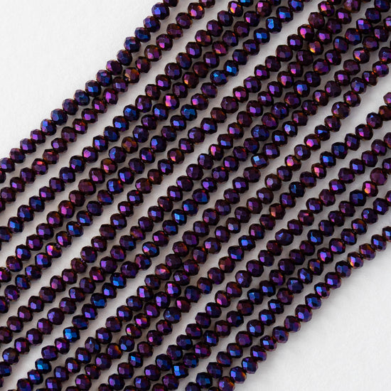 2mm Firepolished Rondelle Beads - Purple Iris - 15 inch strand ~200 beads