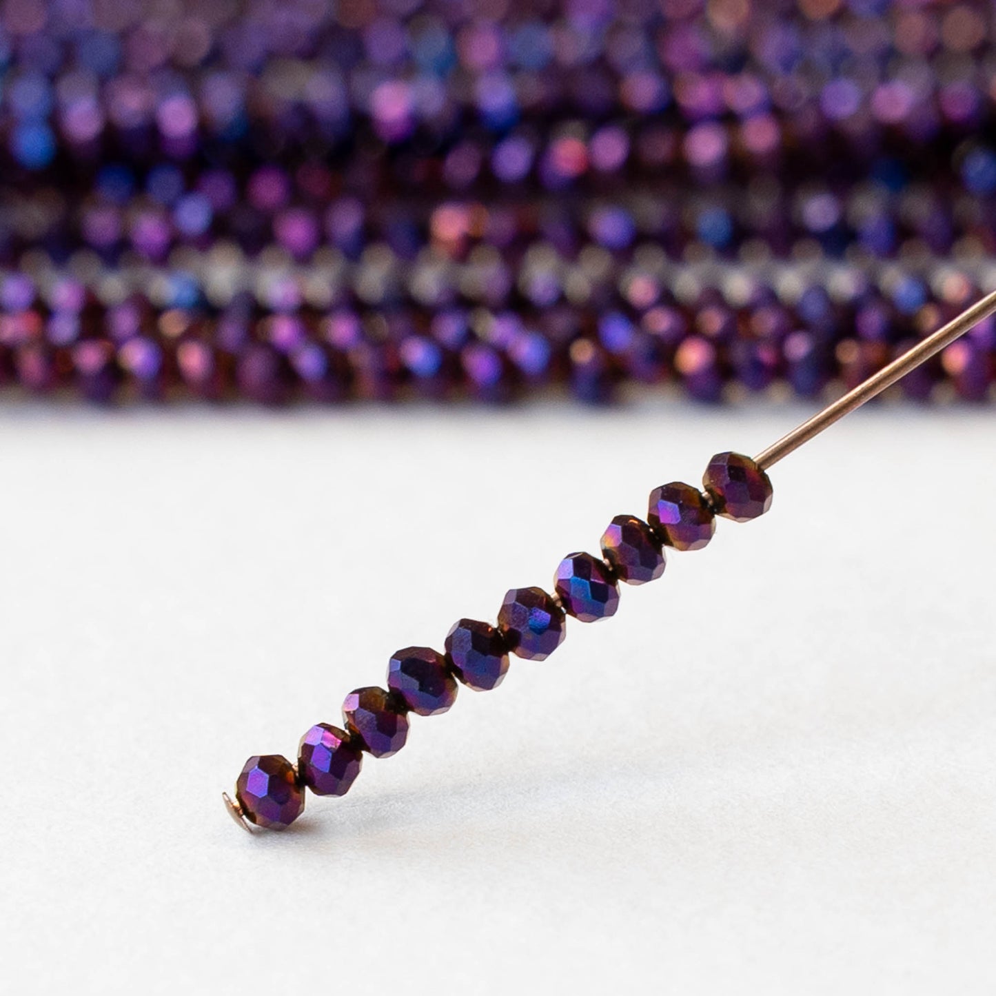 2mm Firepolished Rondelle Beads - Purple Iris - 15 inch strand ~200 beads