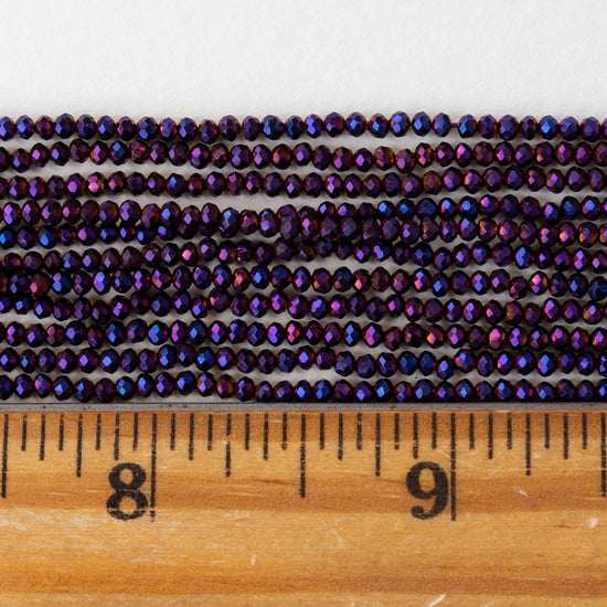 2mm Firepolished Rondelle Beads - Purple Iris - 15 inch strand ~200 beads