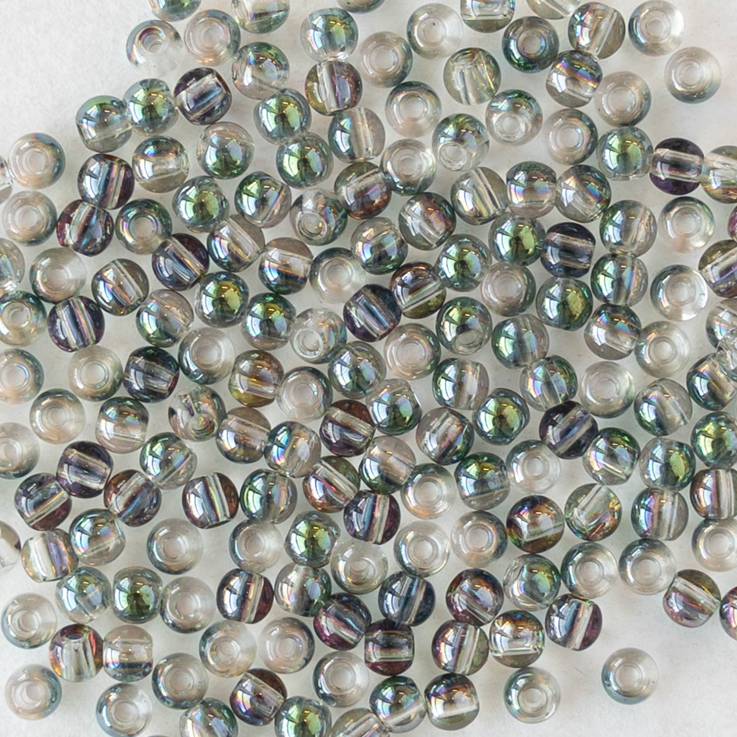 2mm Round Glass Beads - Crystal Green AB - 15 inch strand ~200 beads
