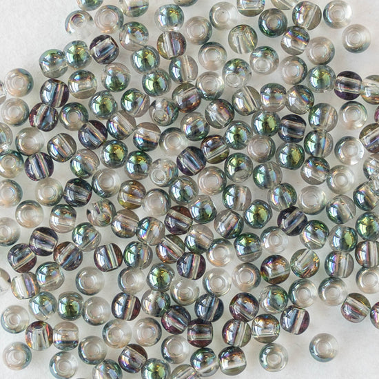 2mm Round Glass Beads - Crystal Green AB - 15 inch strand ~200 beads