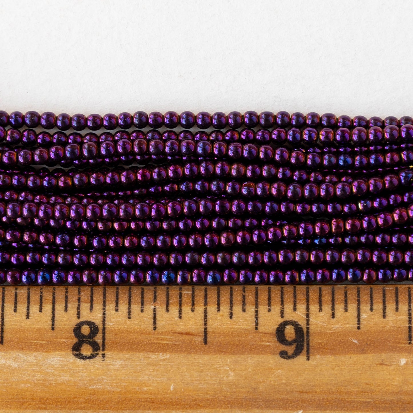 2mm Round Glass Beads - Purple Iris - 15 inch strand ~200 beads