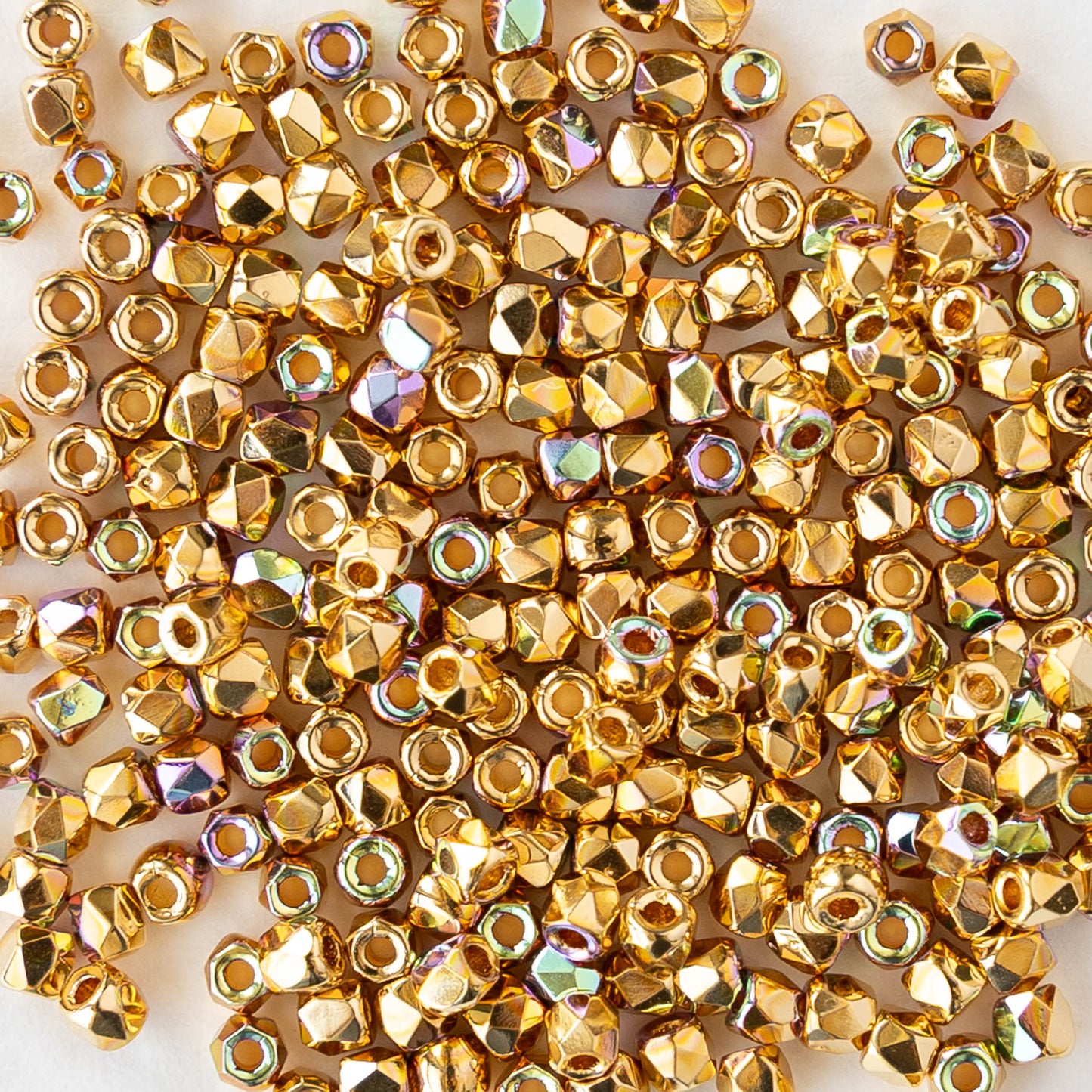 2mm Round Firepolished Beads - 24k Gold AB - 50 beads