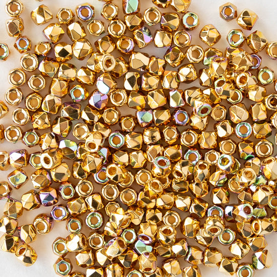 2mm Round Firepolished Beads - 24k Gold AB - 50 beads