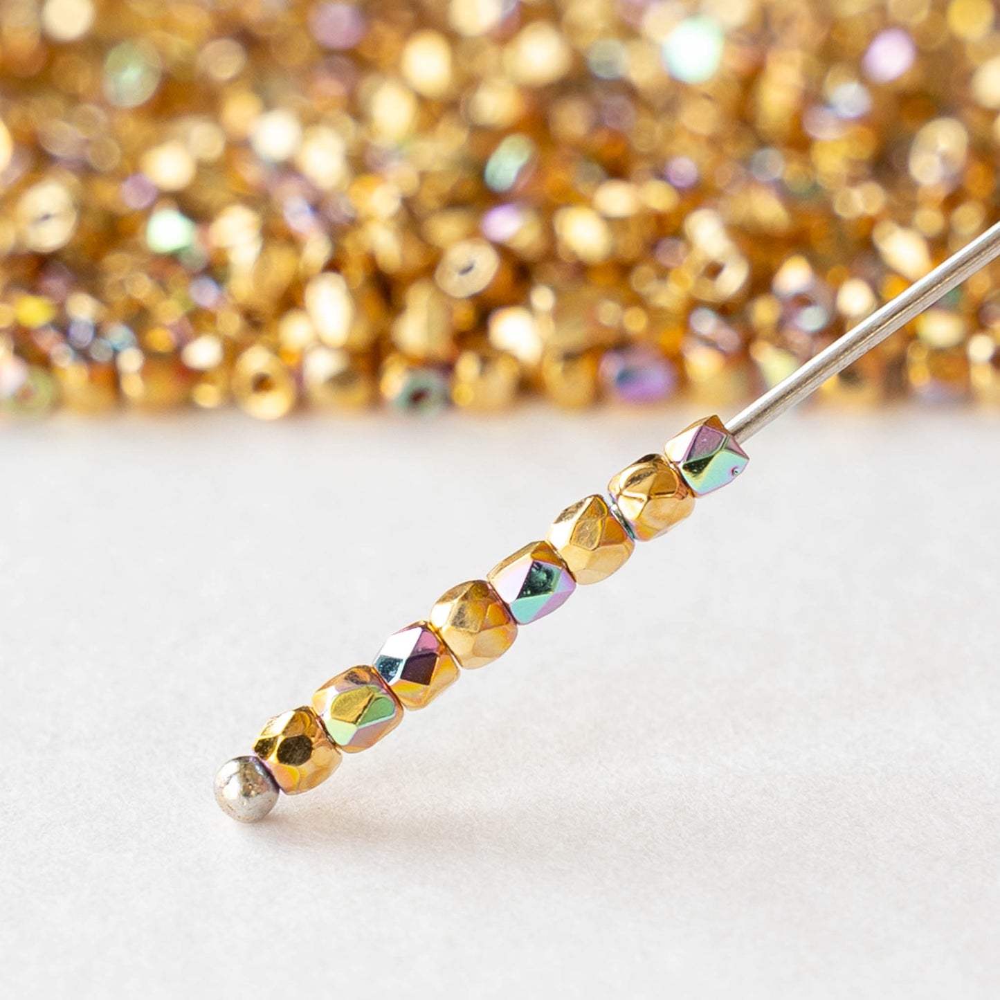 2mm Round Firepolished Beads - 24k Gold AB - 50 beads