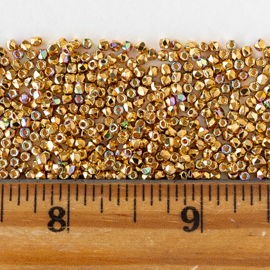 2mm Round Firepolished Beads - 24k Gold AB - 50 beads