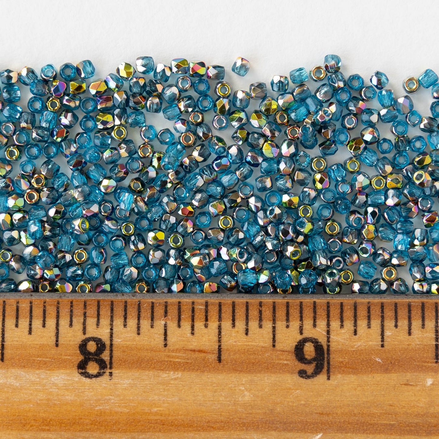 2mm Round Firepolished Beads - Aqua Vitrail - 50 beads