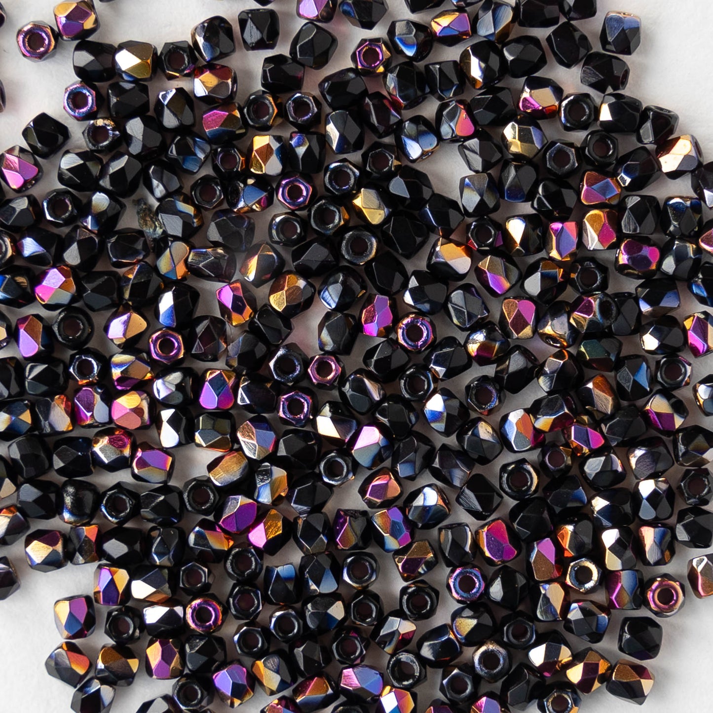 2mm Round Beads - Black Sliperit - 100 Beads