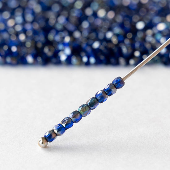 2mm Round Firepolished Beads - Cobalt Celsian - 50 beads