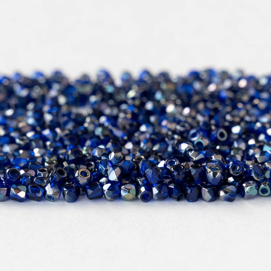 2mm Round Firepolished Beads - Cobalt Celsian - 50 beads