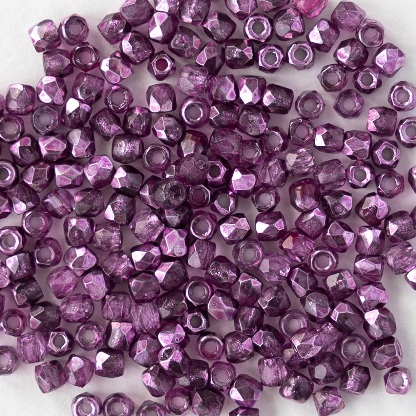 2mm Round Firepolished Beads - Metallic Crystal Amethyst - 50 beads