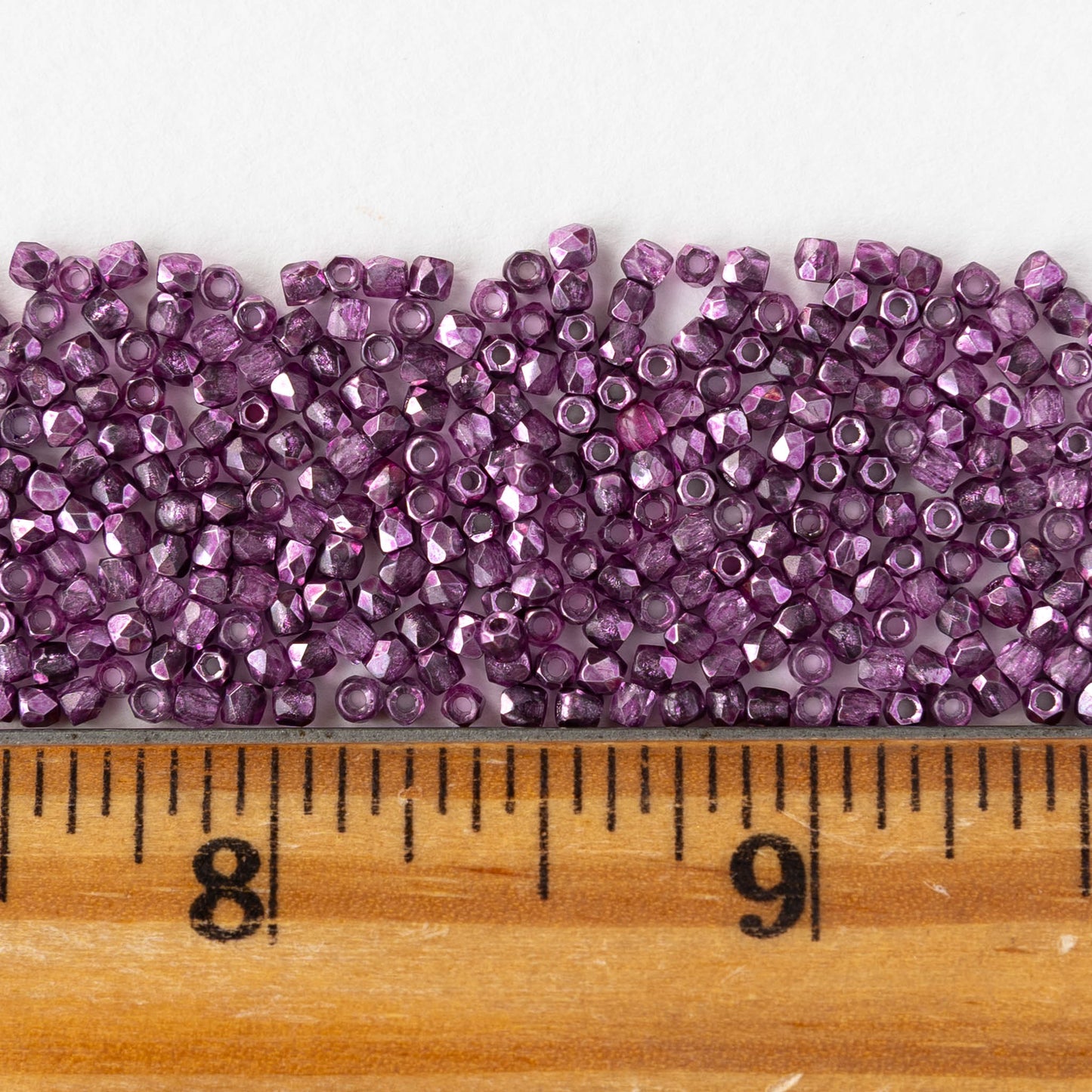2mm Round Firepolished Beads - Metallic Crystal Amethyst - 50 beads
