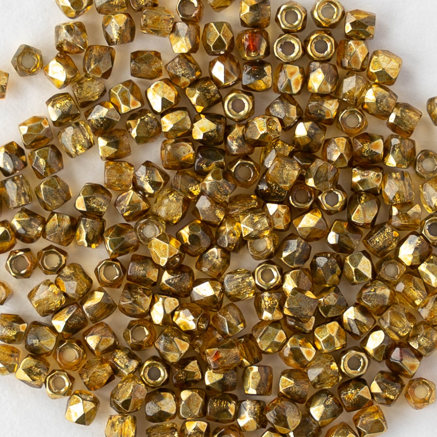 2mm Round Firepolished Beads - Crystal Apricot Metallic - 50 beads