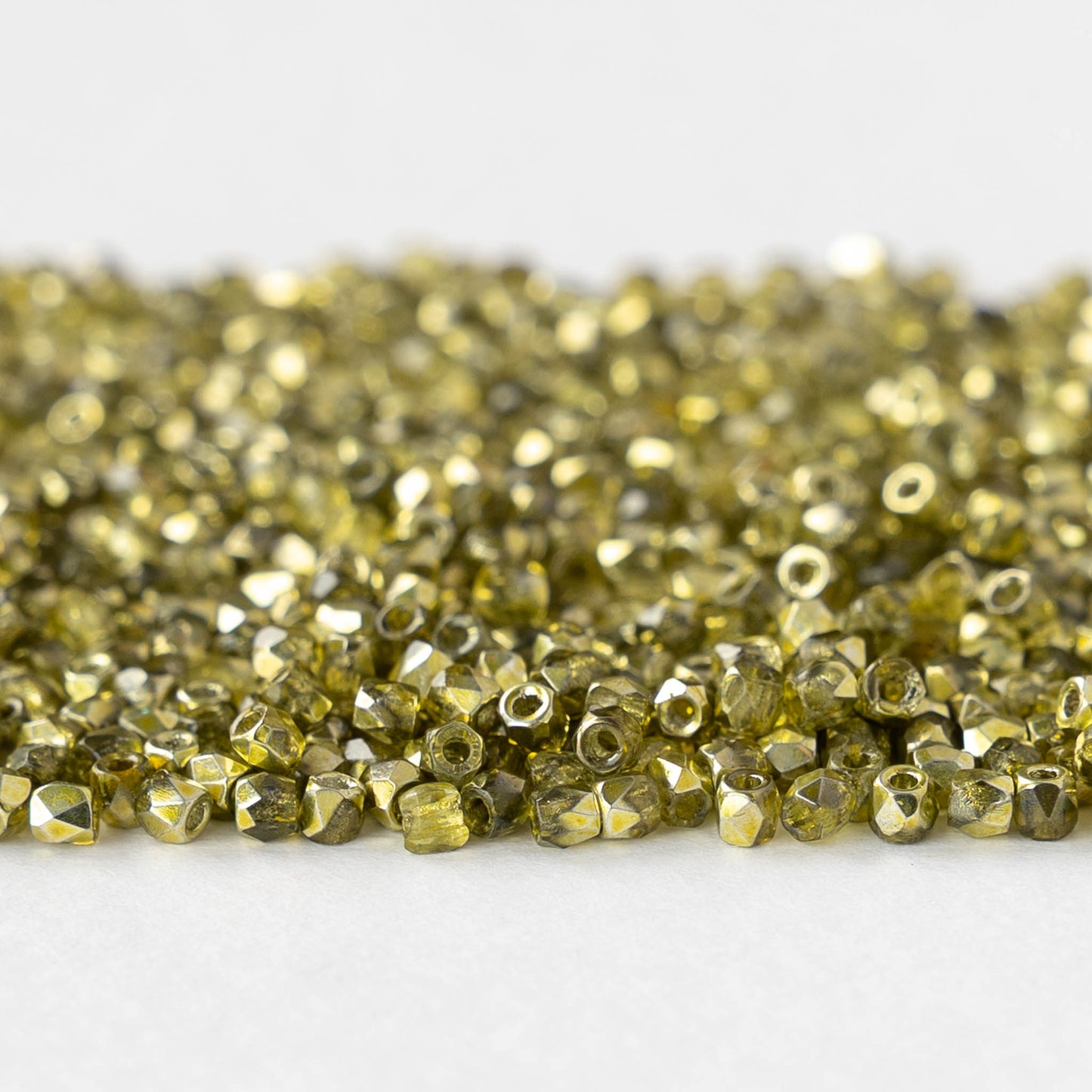 2mm Round Firepolished Beads - Crystal Citron Metallic - 50 beads
