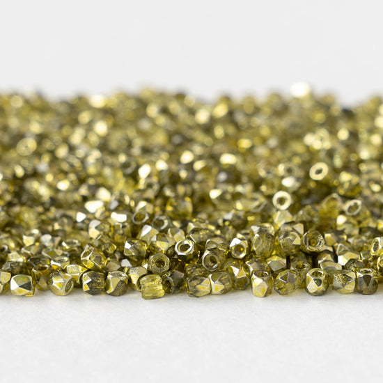 2mm Round Firepolished Beads - Crystal Citron Metallic - 50 beads