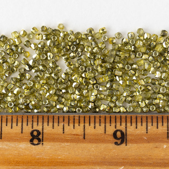2mm Round Firepolished Beads - Crystal Citron Metallic - 50 beads