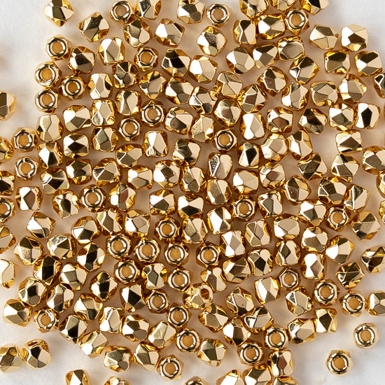 2mm Round Firepolished Beads - Gold - 50 beads