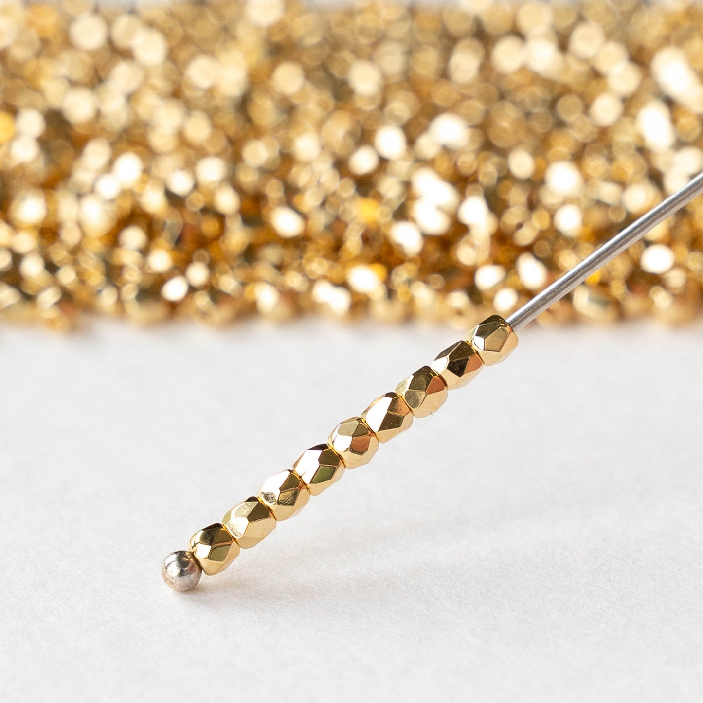 2mm Round Firepolished Beads - Gold - 50 beads