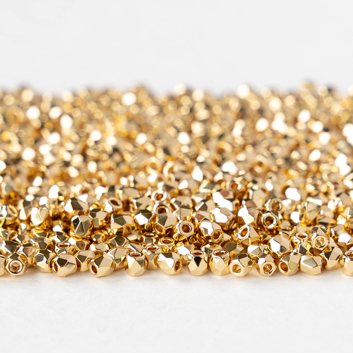 2mm Round Firepolished Beads - Gold - 50 beads