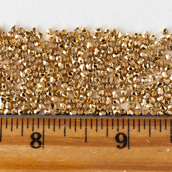 2mm Round Firepolished Beads - Gold - 50 beads