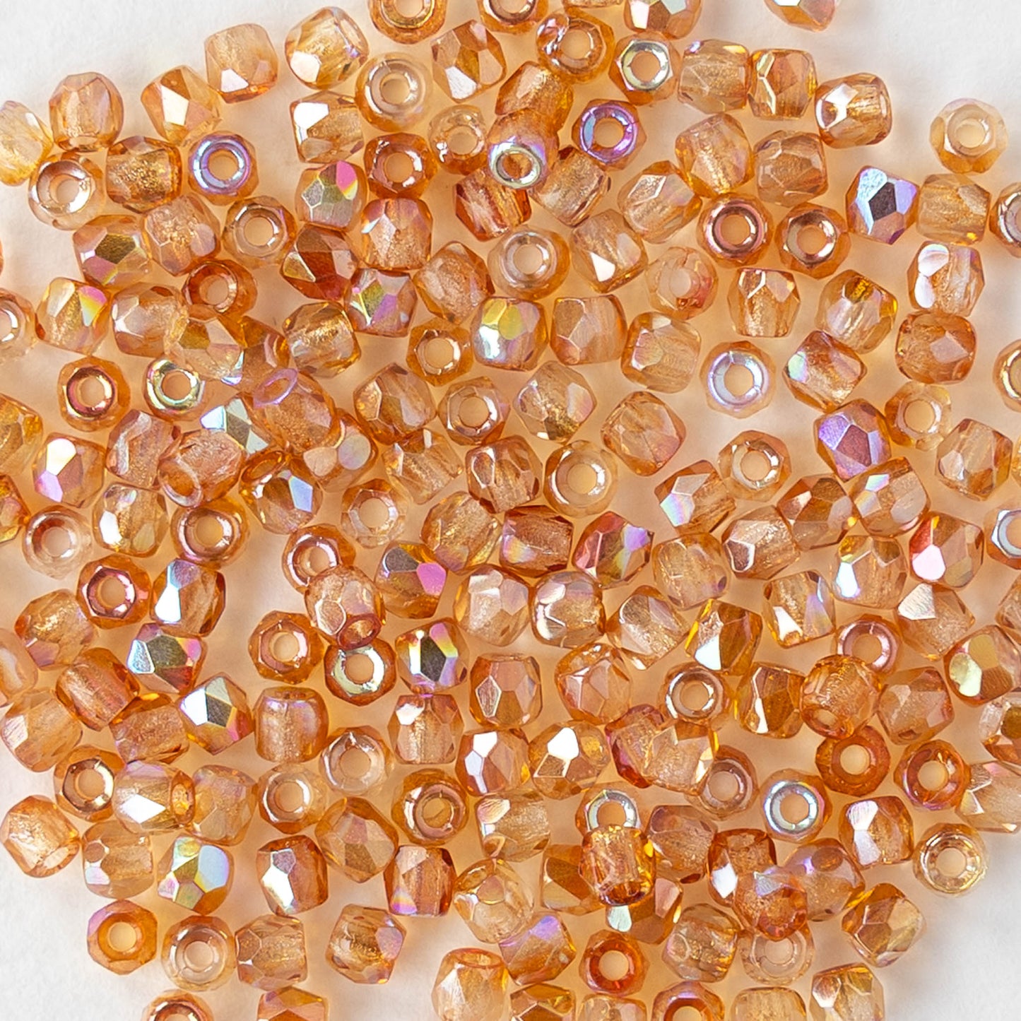 2mm Round Firepolished Beads - Crystal Orange AB - 50 beads