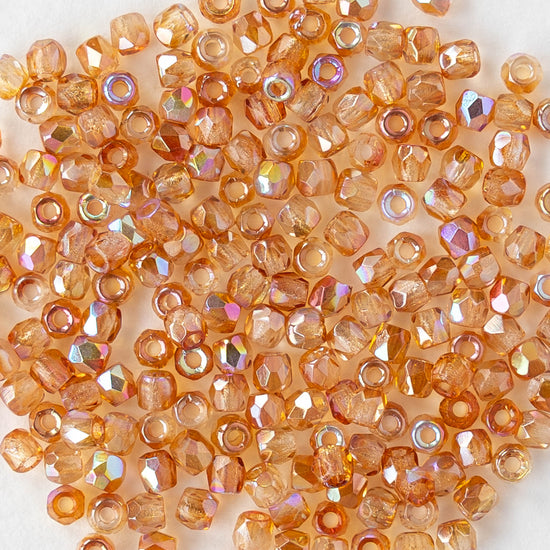 2mm Round Firepolished Beads - Crystal Orange AB - 50 beads