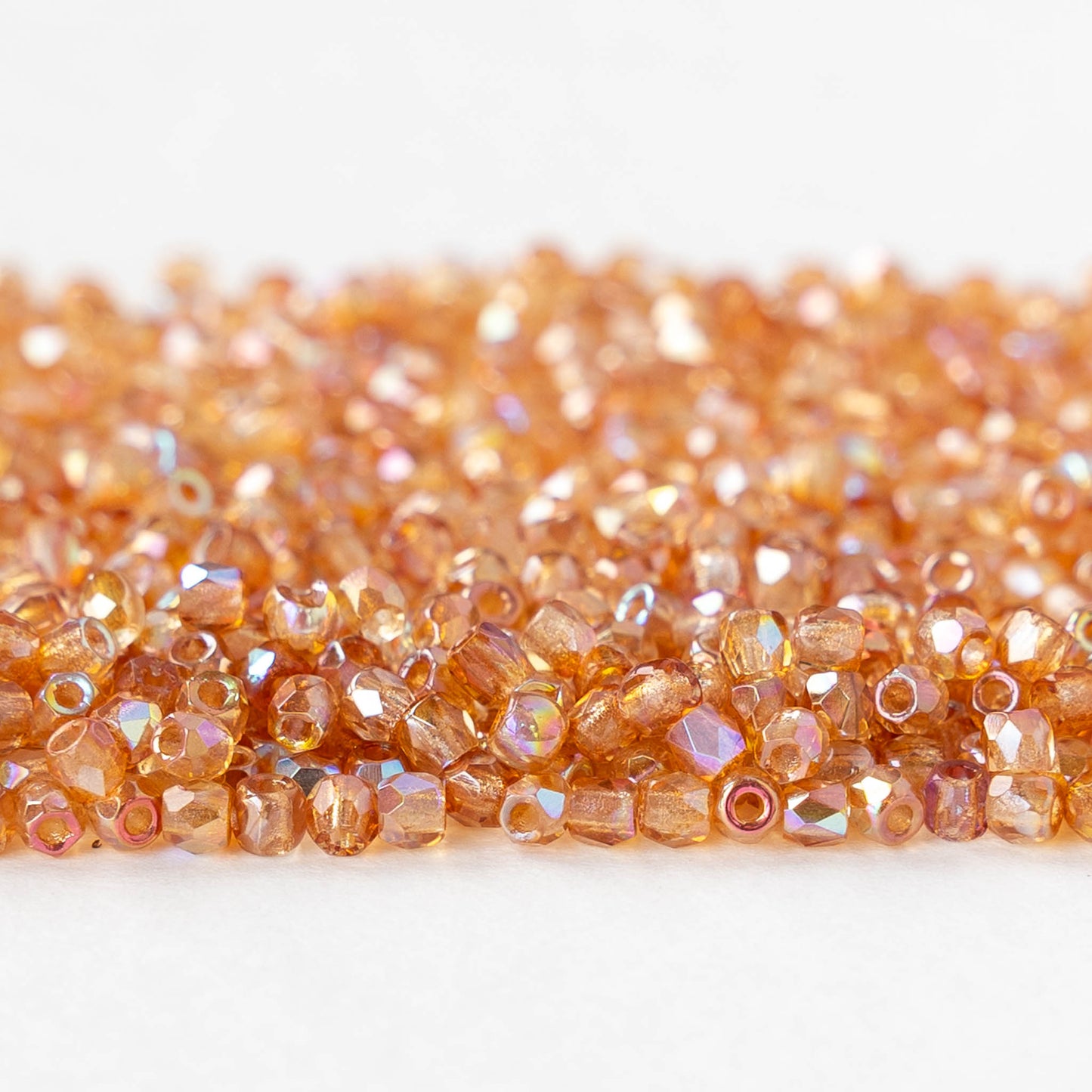 2mm Round Firepolished Beads - Crystal Orange AB - 50 beads