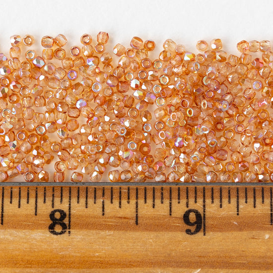 2mm Round Firepolished Beads - Crystal Orange AB - 50 beads