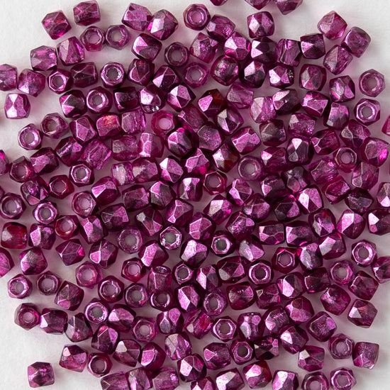 2mm Round Firepolished Beads - Crystal Pink Metallic - 50 beads
