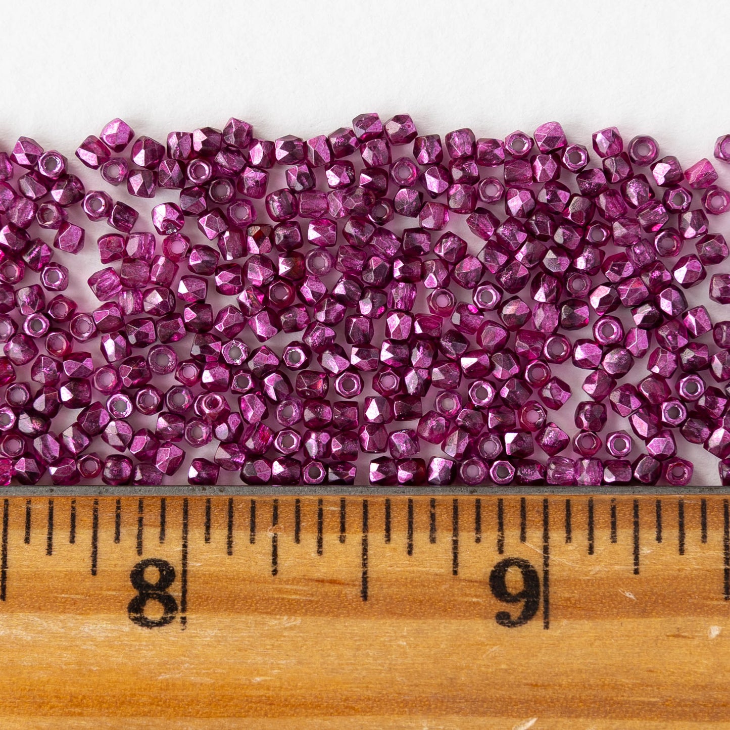 2mm Round Firepolished Beads - Crystal Pink Metallic - 50 beads
