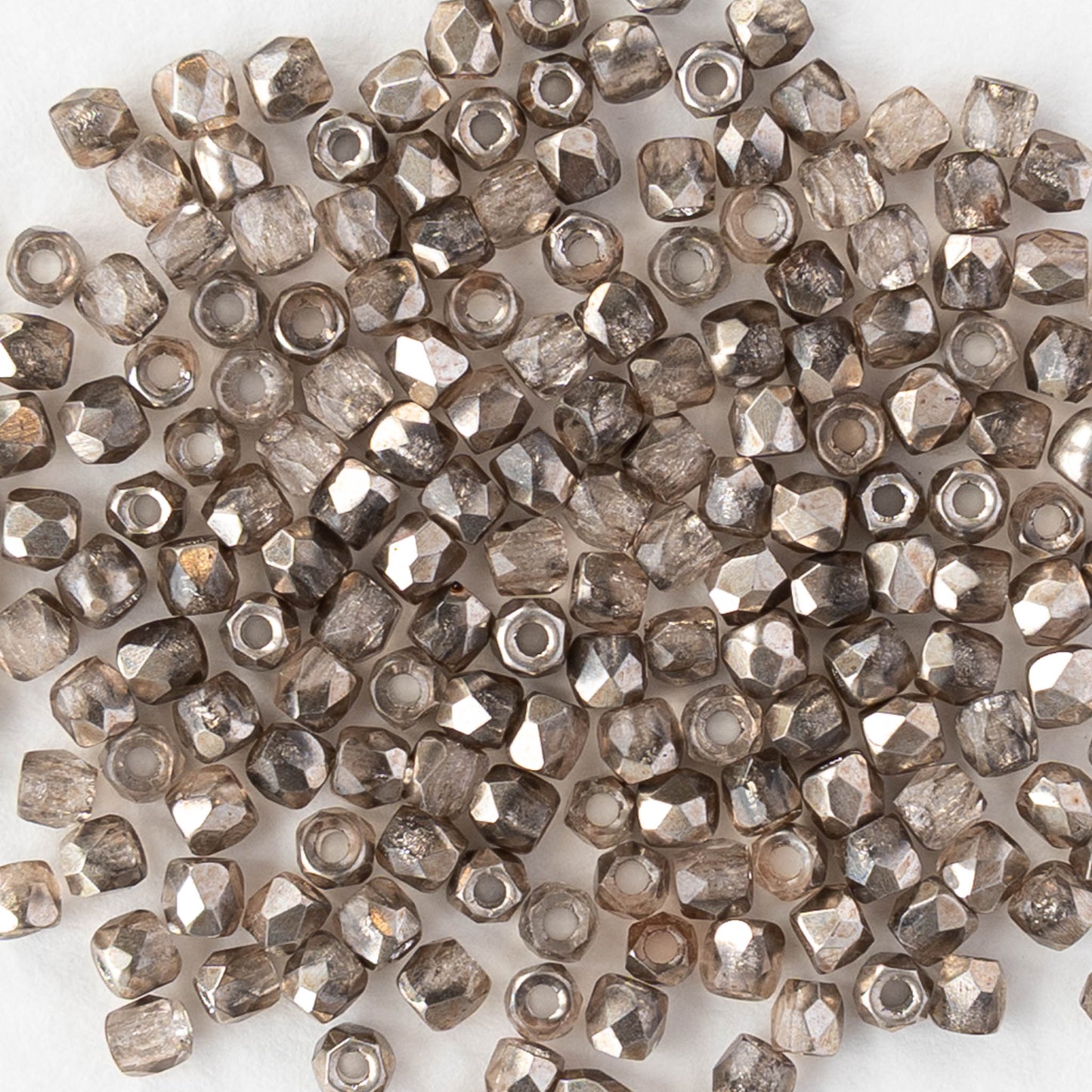 2mm Round Firepolished Beads - Crystal Smoky Metallic - 50 beads