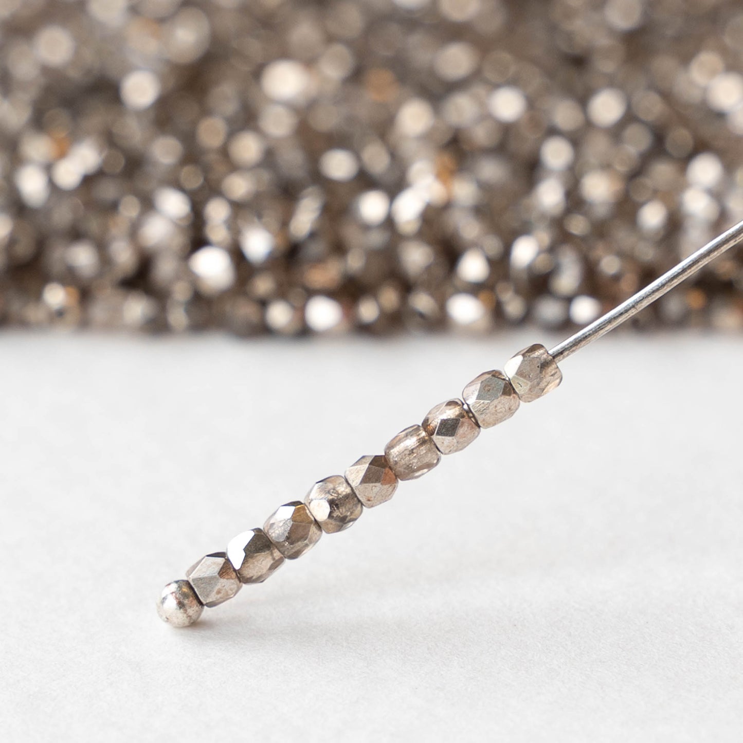 2mm Round Firepolished Beads - Crystal Smoky Metallic - 50 beads