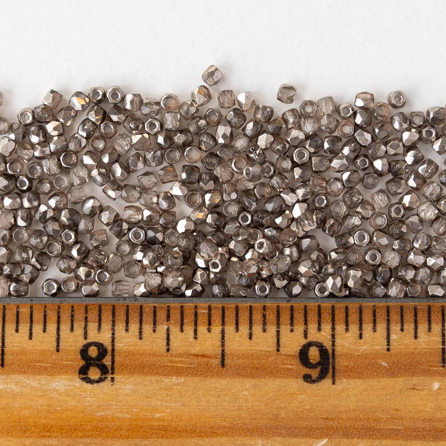 2mm Round Firepolished Beads - Crystal Smoky Metallic - 50 beads