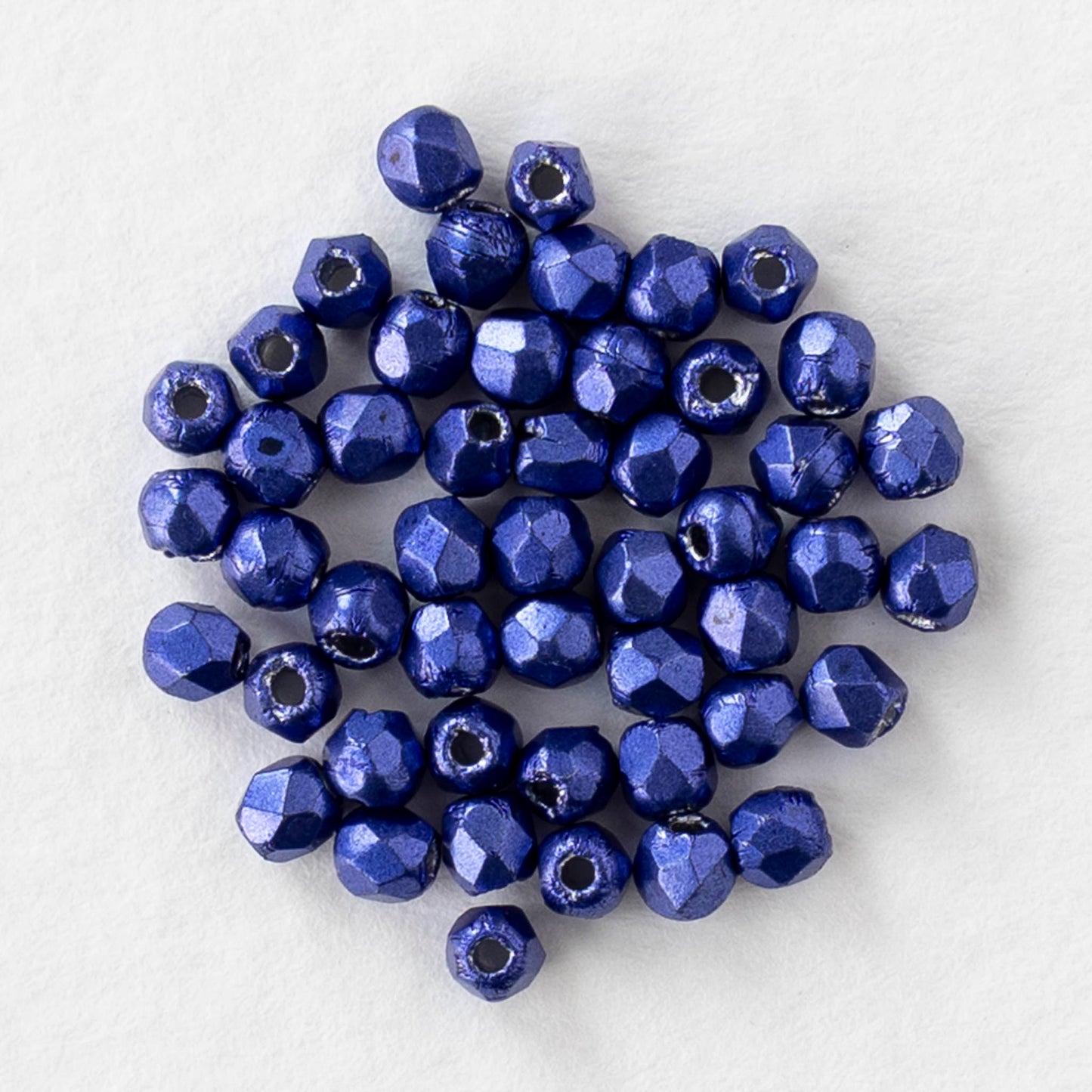 2mm Round Firepolished Beads - Dark Blue Metallic - 50 beads