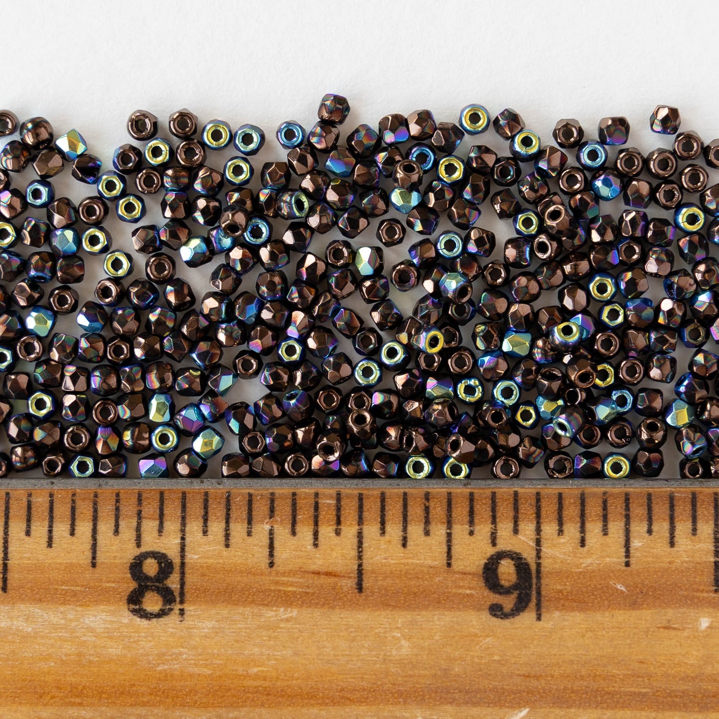 2mm Round Firepolished Beads - Jet Bronze AB - 50 beads
