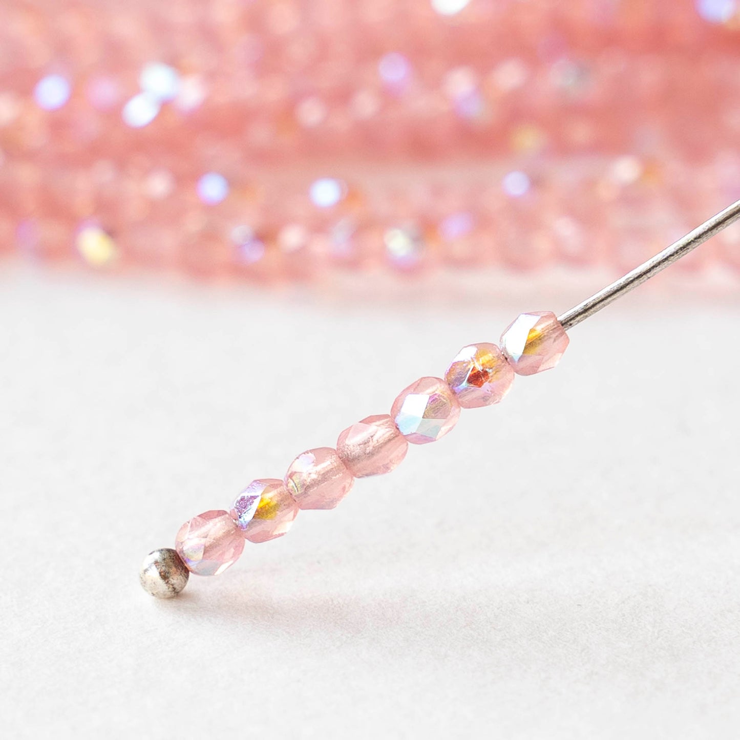 2mm Round Firepolished Beads - Light Pink AB - 50 beads