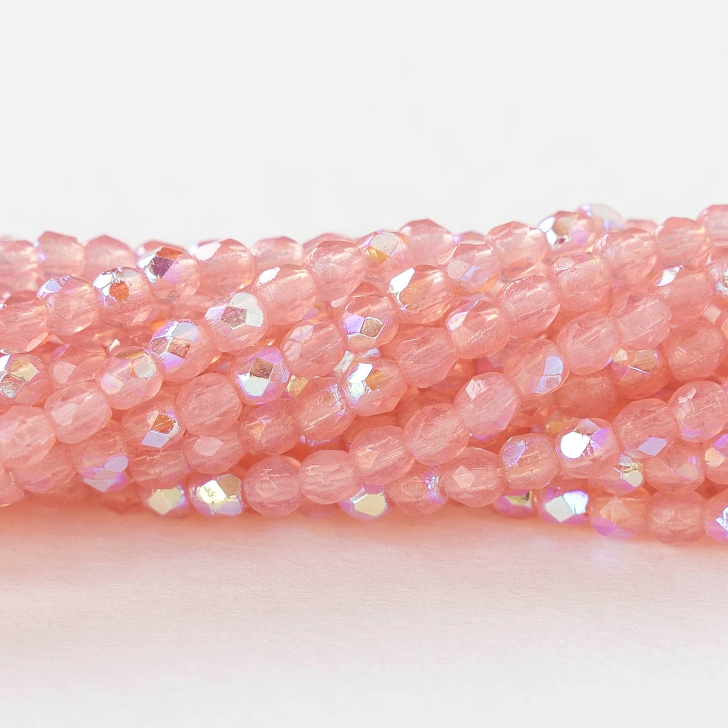 2mm Round Firepolished Beads - Light Pink AB - 50 beads