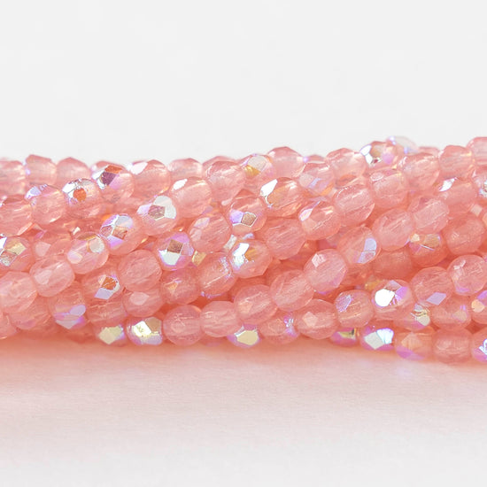 2mm Round Firepolished Beads - Light Pink AB - 50 beads