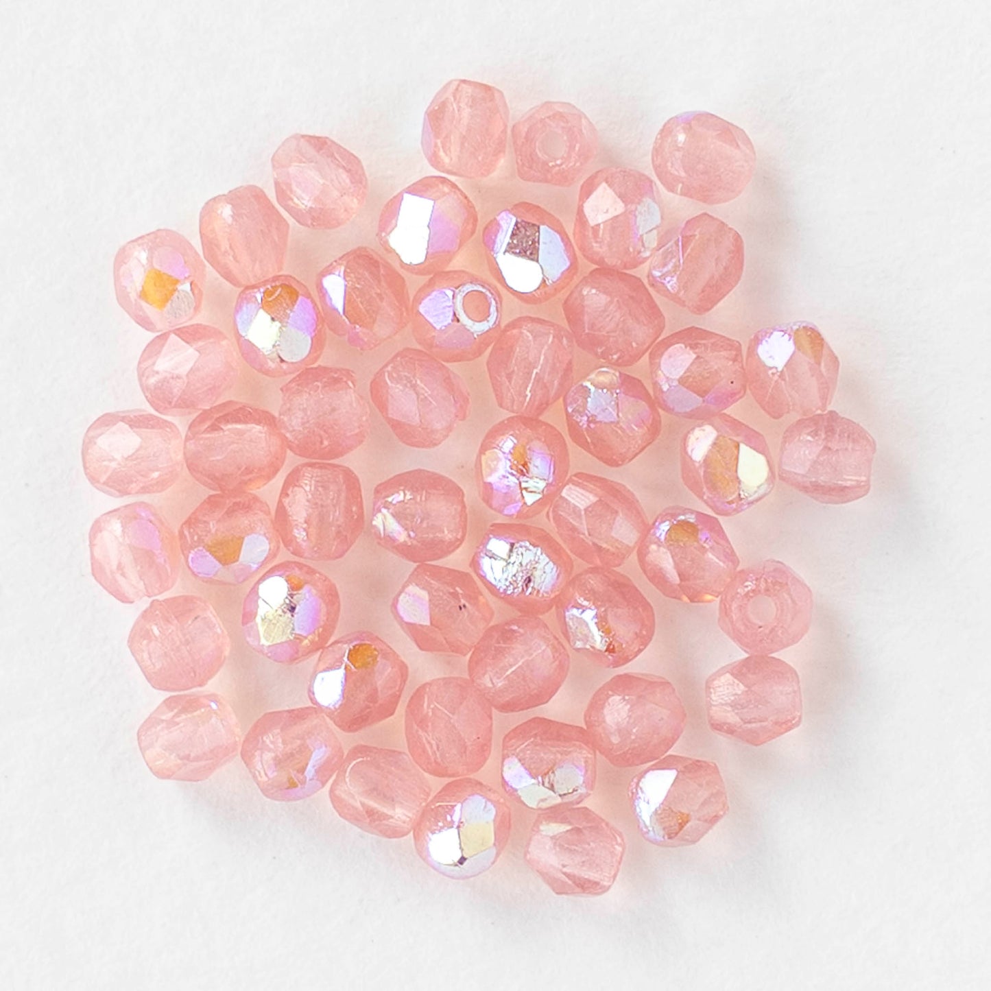 2mm Round Firepolished Beads - Light Pink AB - 50 beads