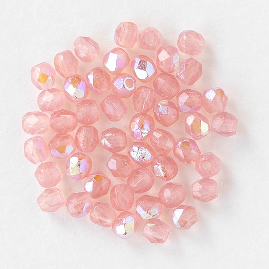 2mm Round Firepolished Beads - Light Pink AB - 50 beads