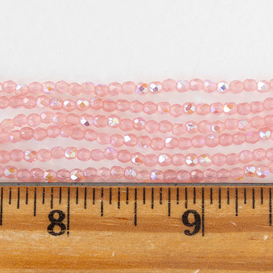 2mm Round Firepolished Beads - Light Pink AB - 50 beads