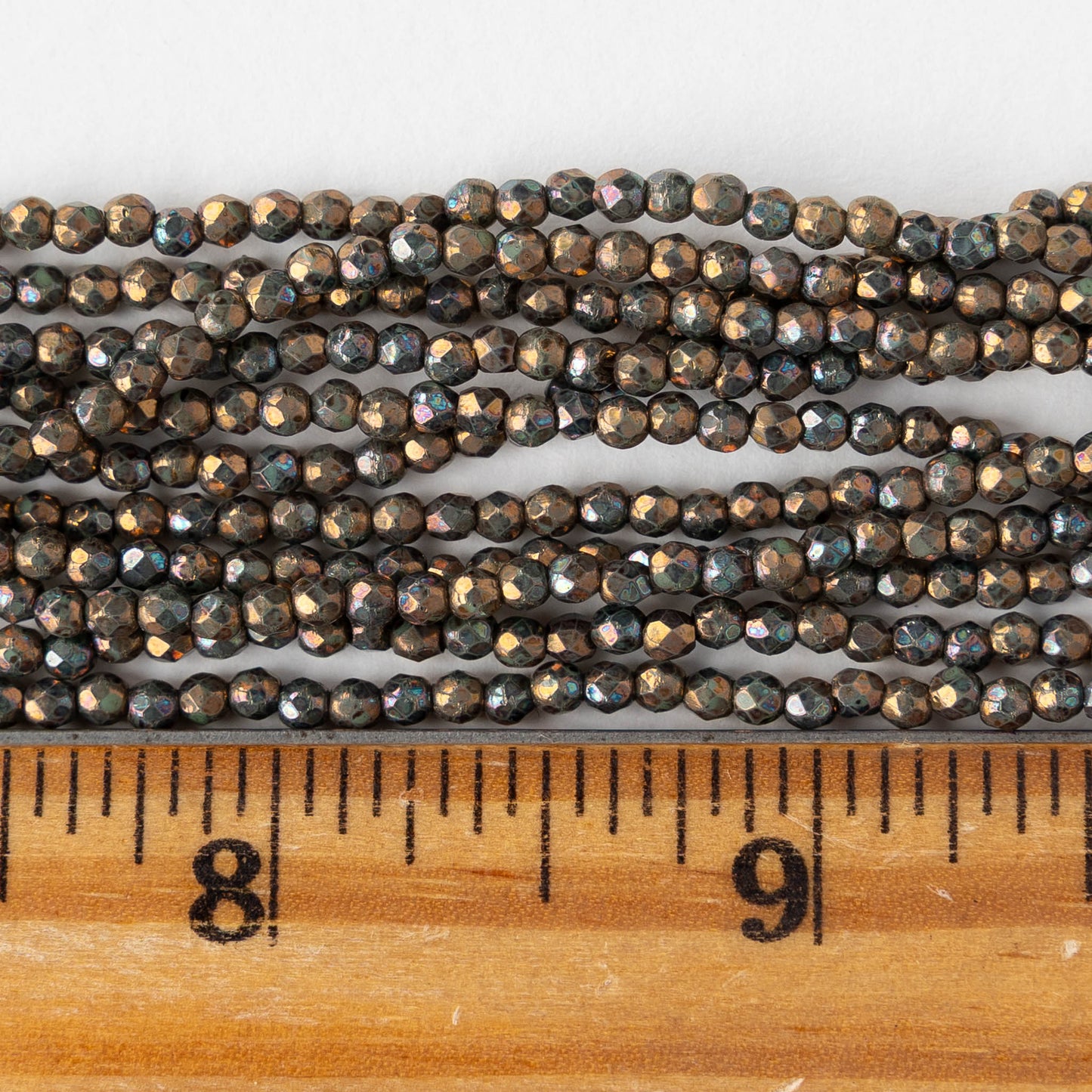 2mm Round Firepolished Beads - Oxidized Bronze Clay - 50 beads