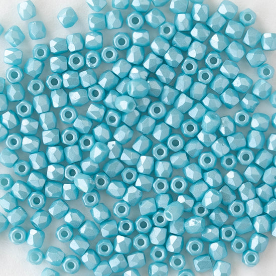 2mm Round Firepolished Beads - Pastel Aqua Luster - 50 beads