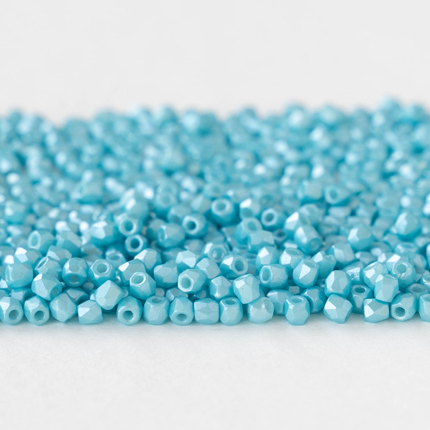 2mm Round Firepolished Beads - Pastel Aqua Luster - 50 beads