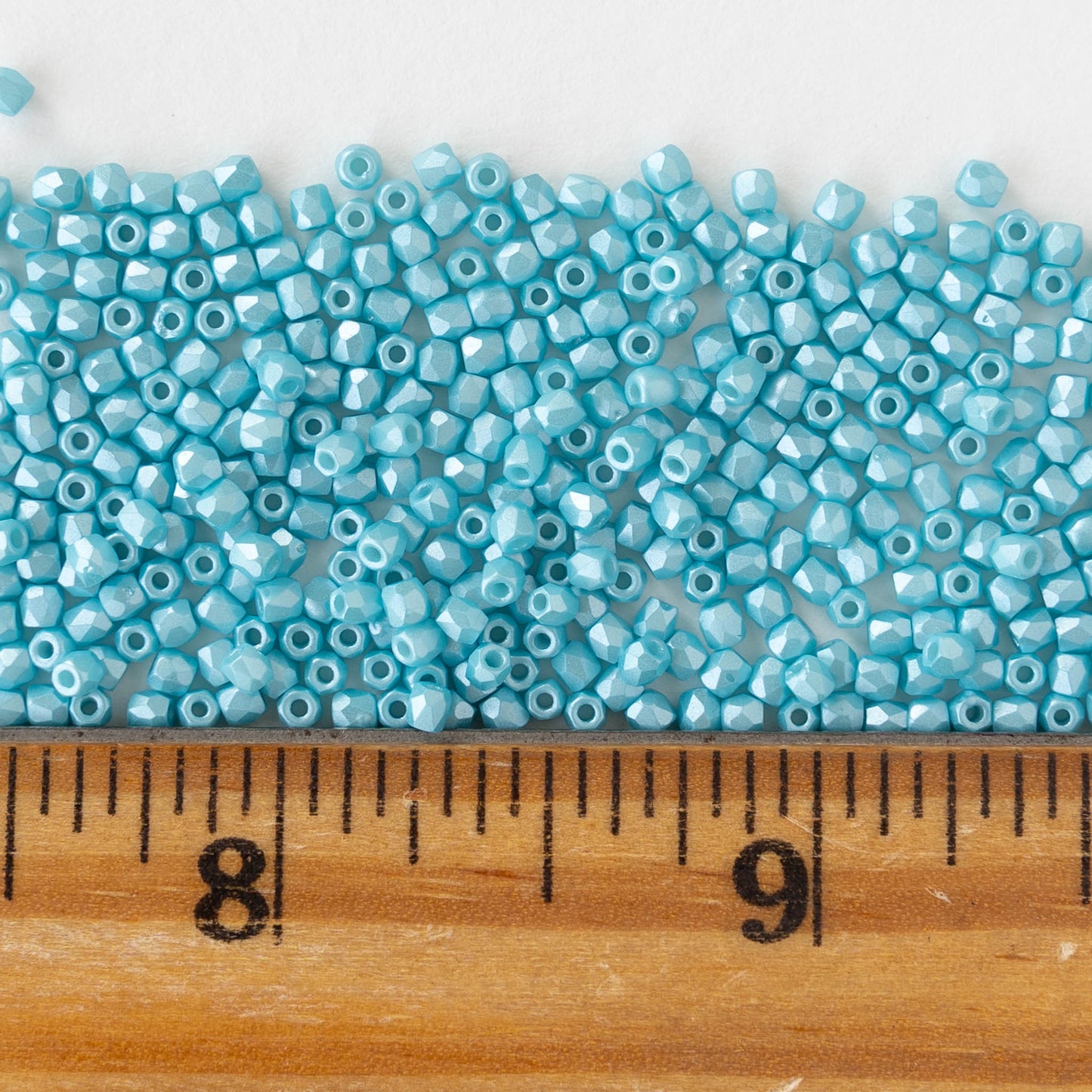 2mm Round Firepolished Beads - Pastel Aqua Luster - 50 beads