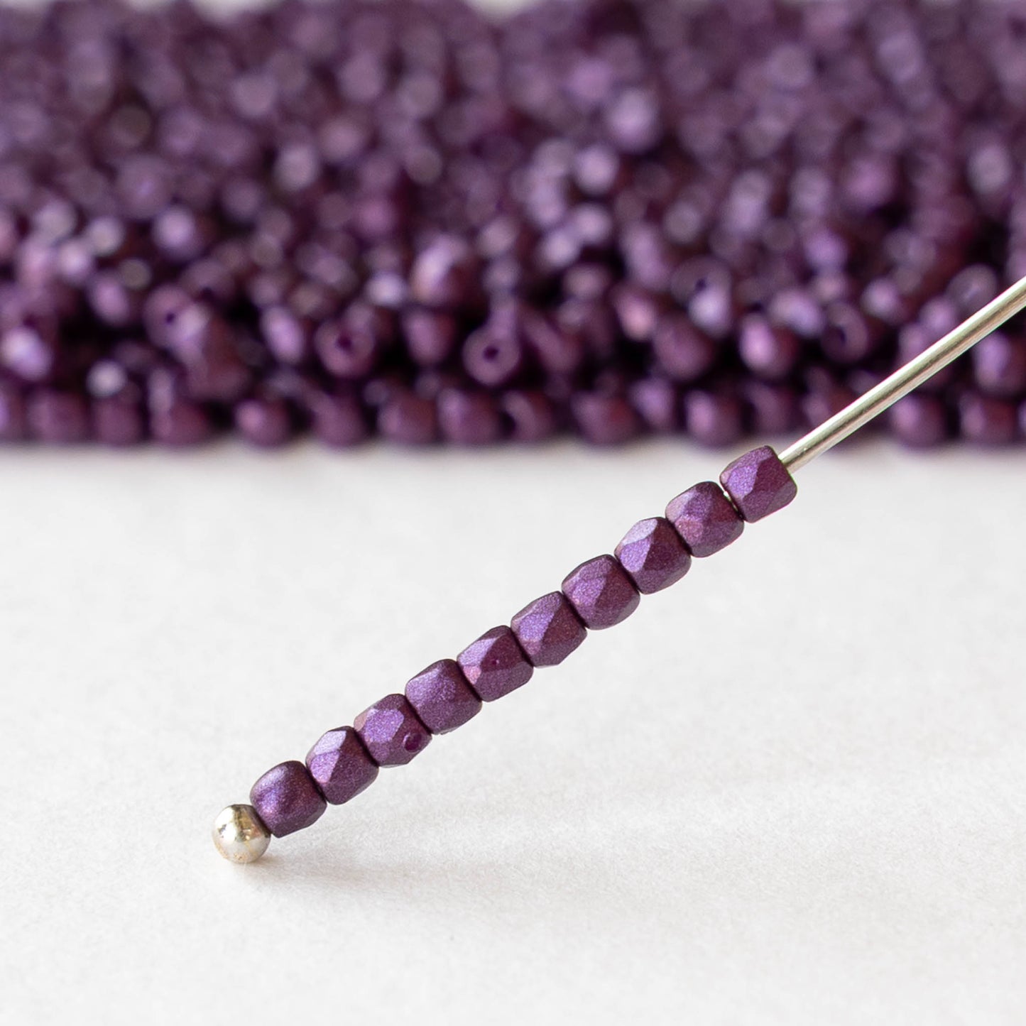 2mm Round Firepolished Beads - Bordeaux Luster - 50 beads