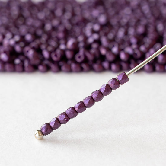 2mm Round Firepolished Beads - Bordeaux Luster - 50 beads
