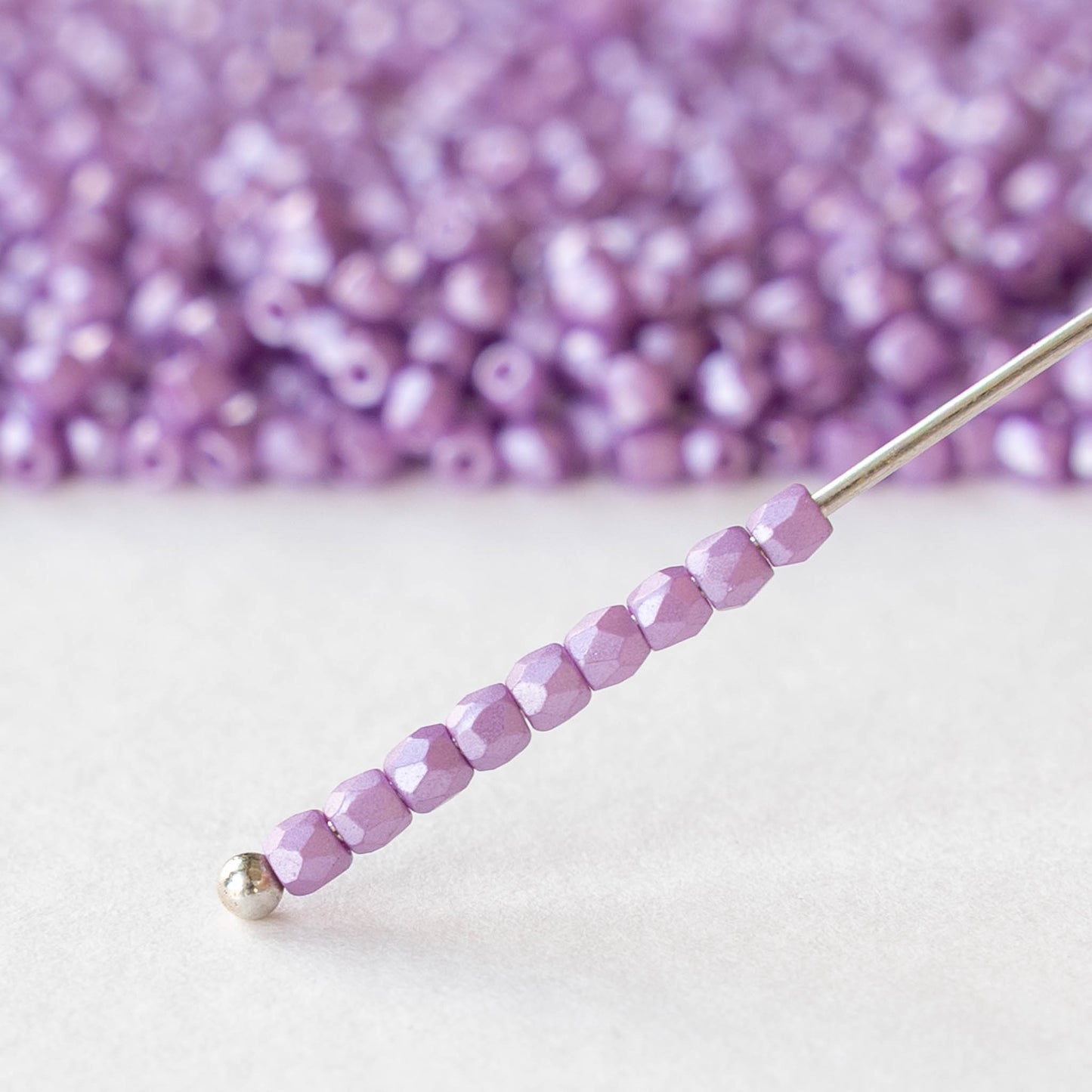 2mm Round Firepolished Beads - Pastel Lilac - 50 beads